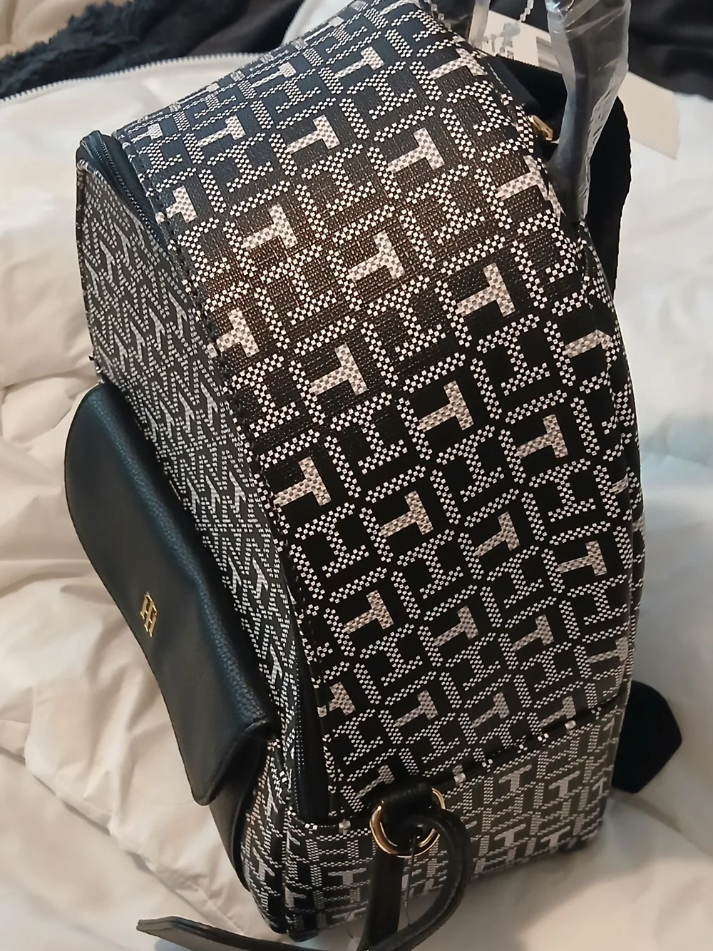 Nwt Tommy Hilfiger Navy Blue & White TH Monogram Mini Backpack